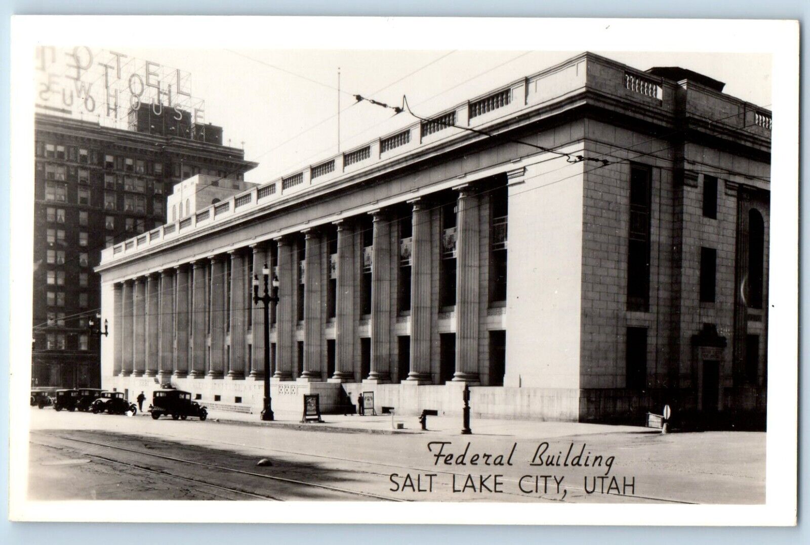 Salt Lake City Utah UT Postcard RPPC Photo Federal Building Cars c1930\'s Vintage