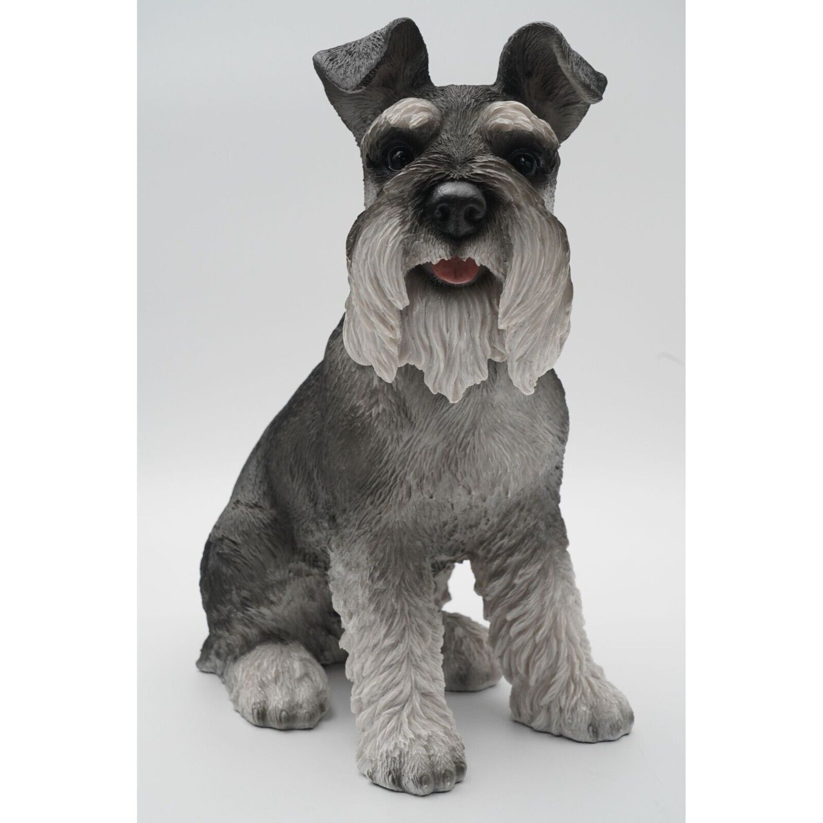 Large Sitting Realistic Schnauzer Puppy Dog Figurine Resin 12.5\