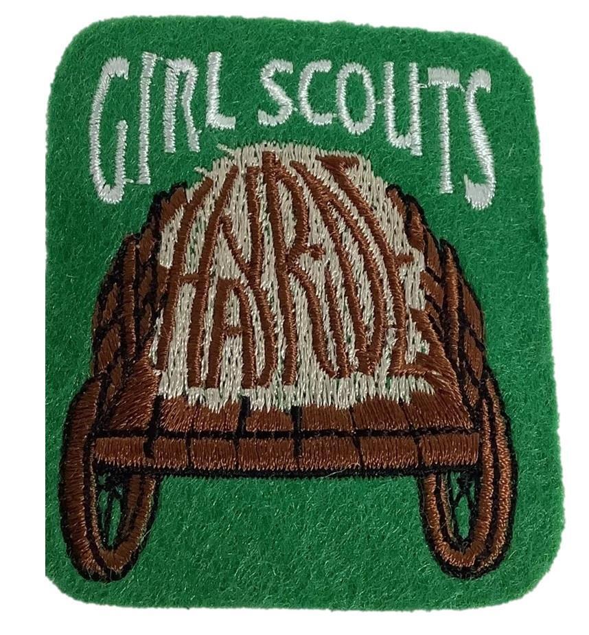 Girl SCOUT HAYRIDE Hay Ride Fun Patches Crests Badges GUIDE trip tour fall day