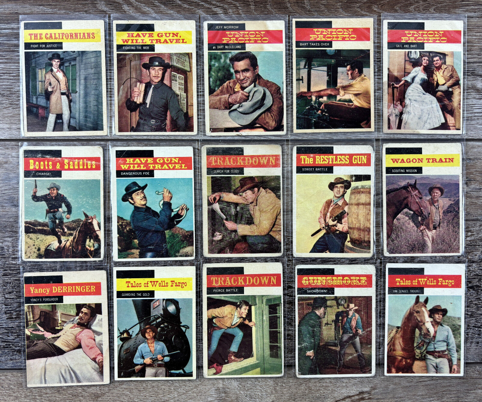 1958 Topps T.V. Westerns Trading Card Lot of 15  Poor - Good Condition