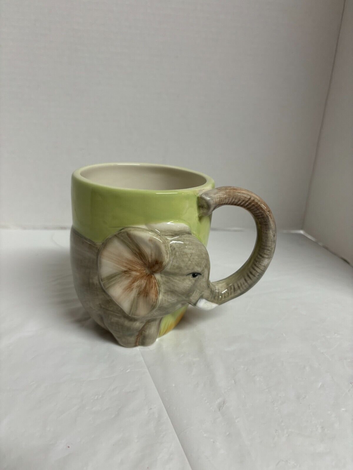 Certified International Large 3D Elephant Coffee Mug/Cup  Green
