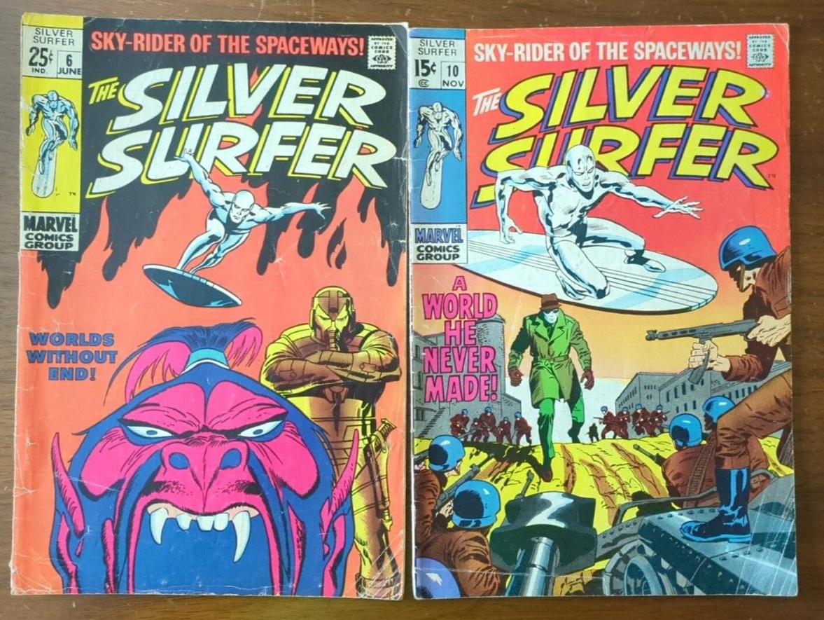 Silver Surfer #6 & 10 - Lot Of 2 Tank Cover Tales Of The Watcher - 1969