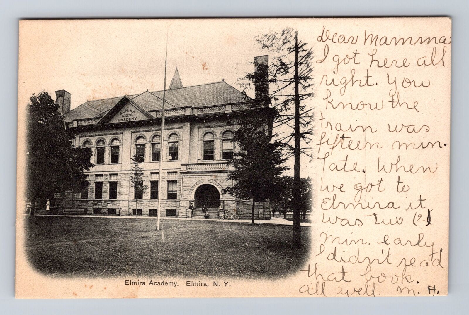 Elmira NY-New York, Elmira Academy, Antique Vintage Souvenir Postcard