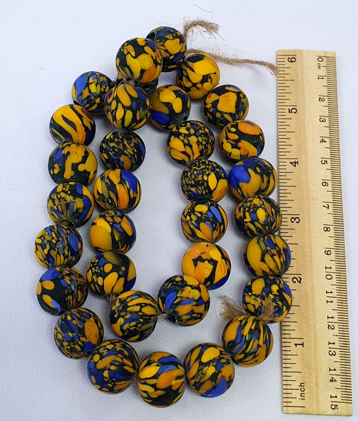 Vintage Trade Beads Very Unique BUMBLE BEE  Glass Beaded Strand Necklace 20mm