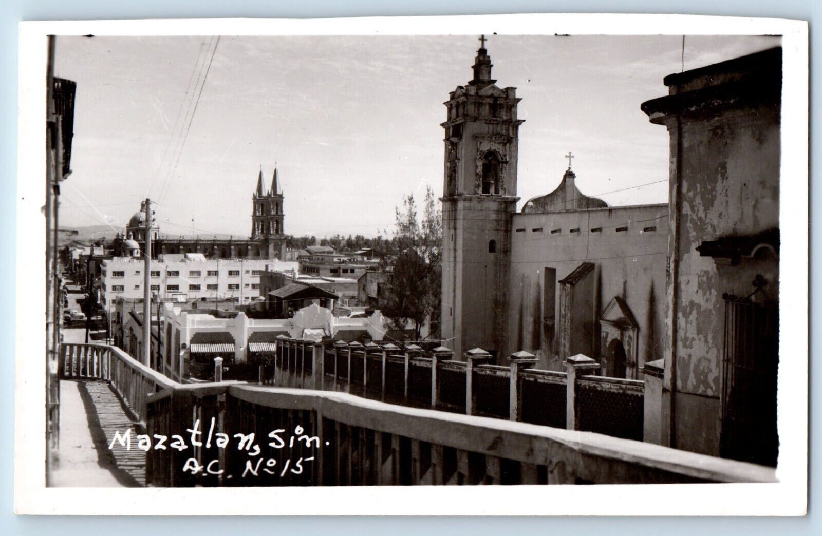 Mazatlan Sinaloa Mexico Postcard View from Terrace c1960's RPPC Photo