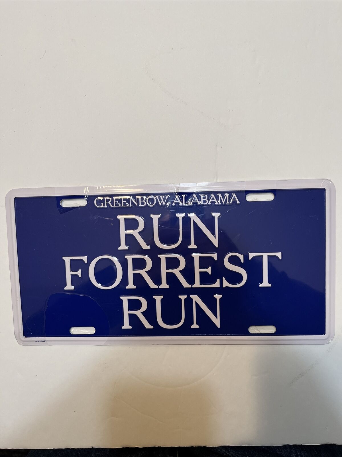 Run Forrest Run - Vintage Booster License Plate Bubba Gump Greenbow Alabama