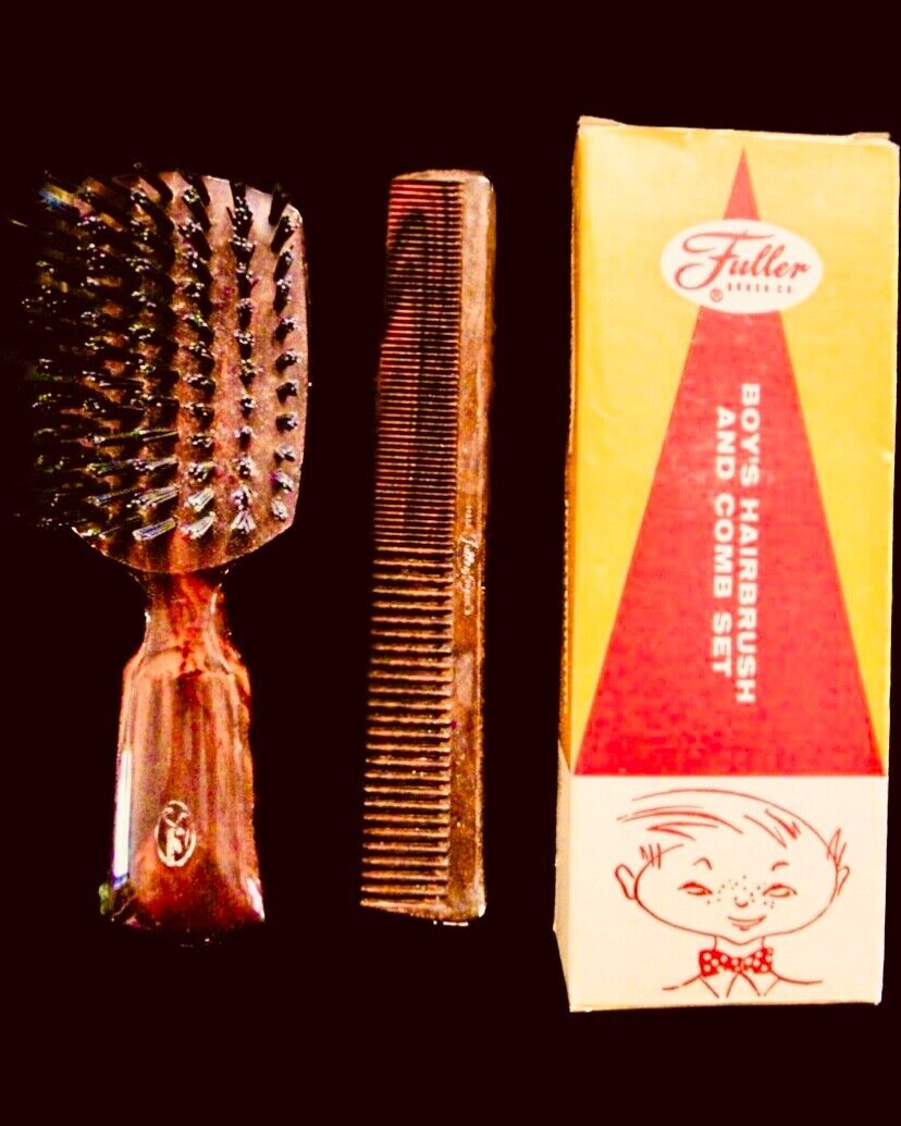 NEW Vintage FULLER Club Hairbrush and Comb Set #571 Nylon Bristle NOS