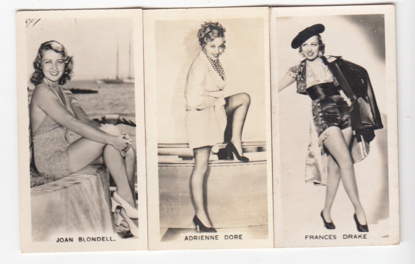 3 1938 Beautiful Film Star Cards JOAN BLONDELL * ADRIENNE DORE * FRANCES DRAKE