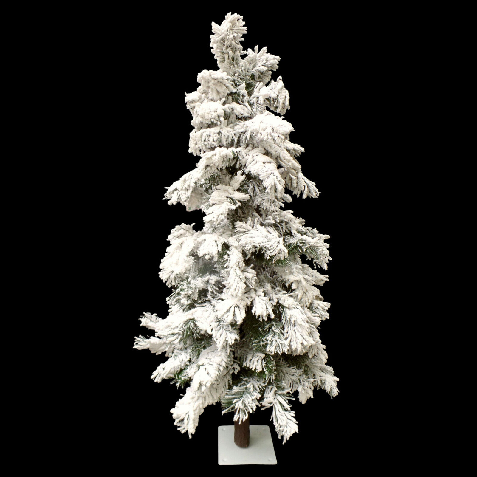 4 ft FLOCKED CHRISTMAS TREE with LIGHTS & METAL TREE STAND