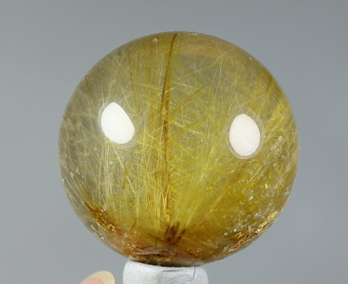 39mm Natural Clear Golden Hair Rutilated Quartz Crystal SPHERE Ball Specimen