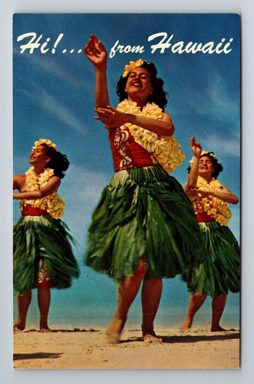 HI-Hawaii, Hawaiian Hula, Antique, Vintage Souvenir Postcard