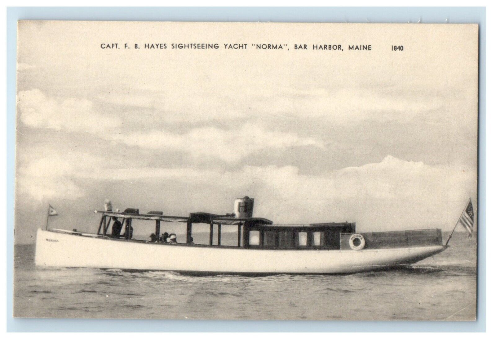 c1910\'s Capt. F. B. Hayes Sightseeing Yacht Norma Bar Harbor Maine ME Postcard