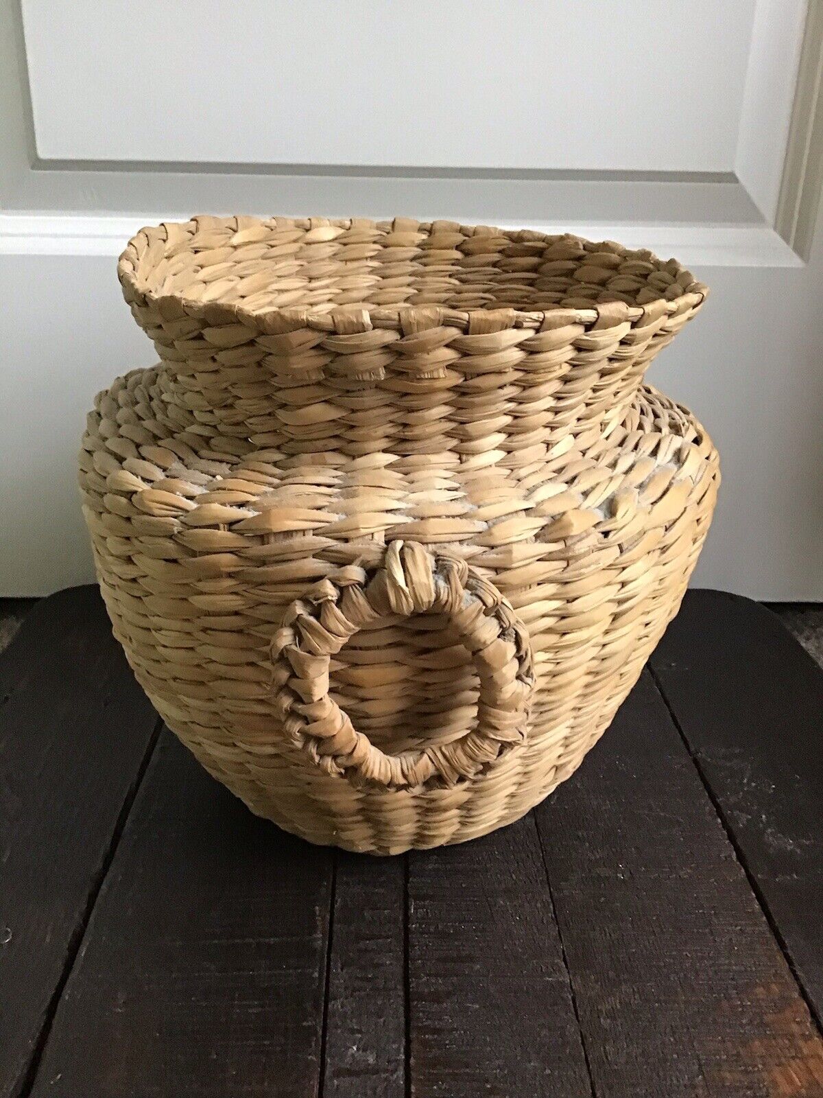 Vintage Hand Woven Basket w/ Handles - Mexico 