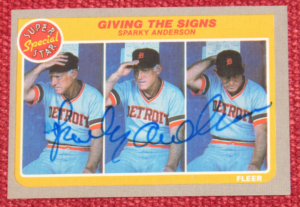 Sparky Anderson 1985 Fleer Autographed Card Detroit Tigers