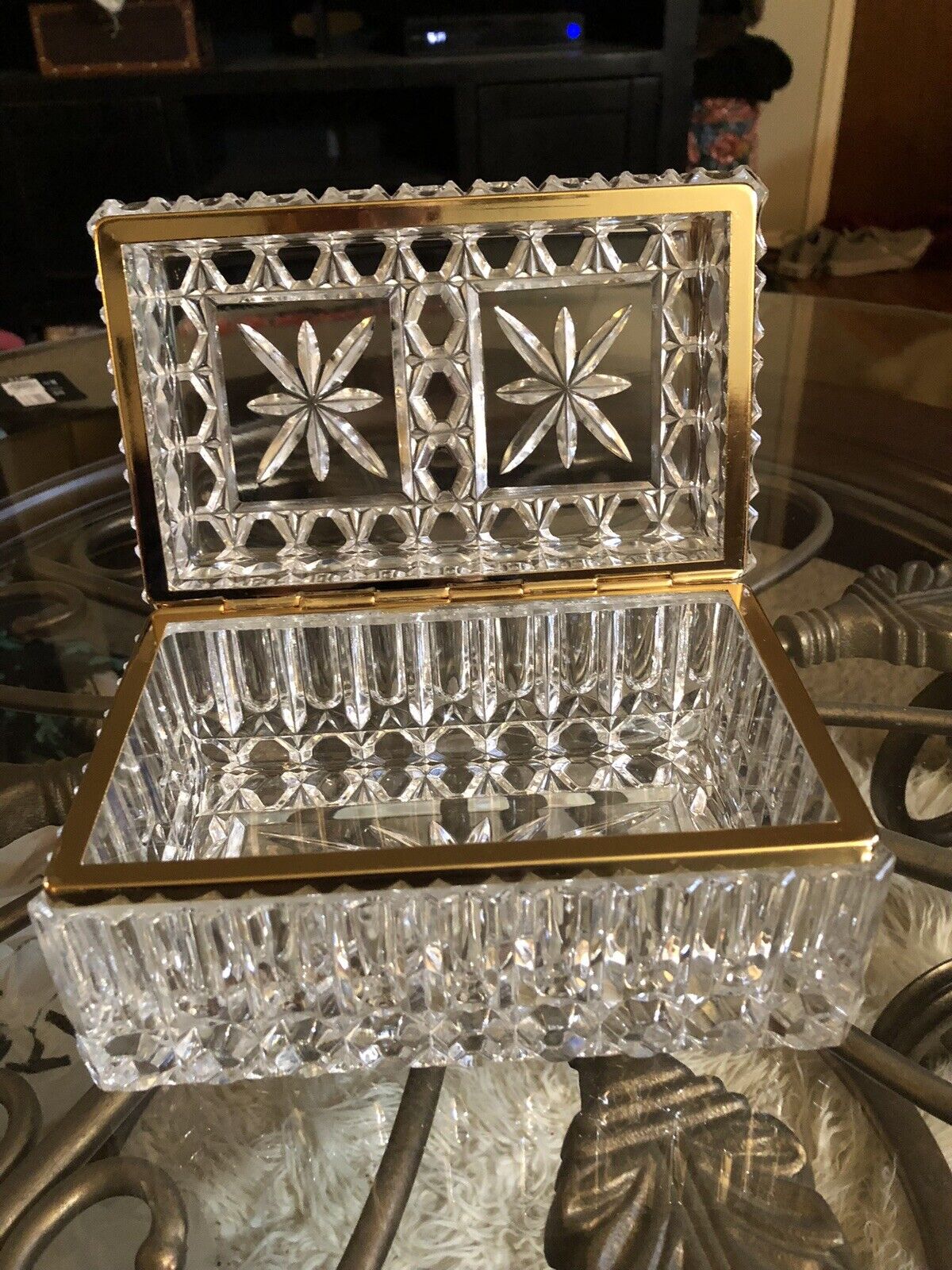 Antique Crystal Jewelry Casket Box