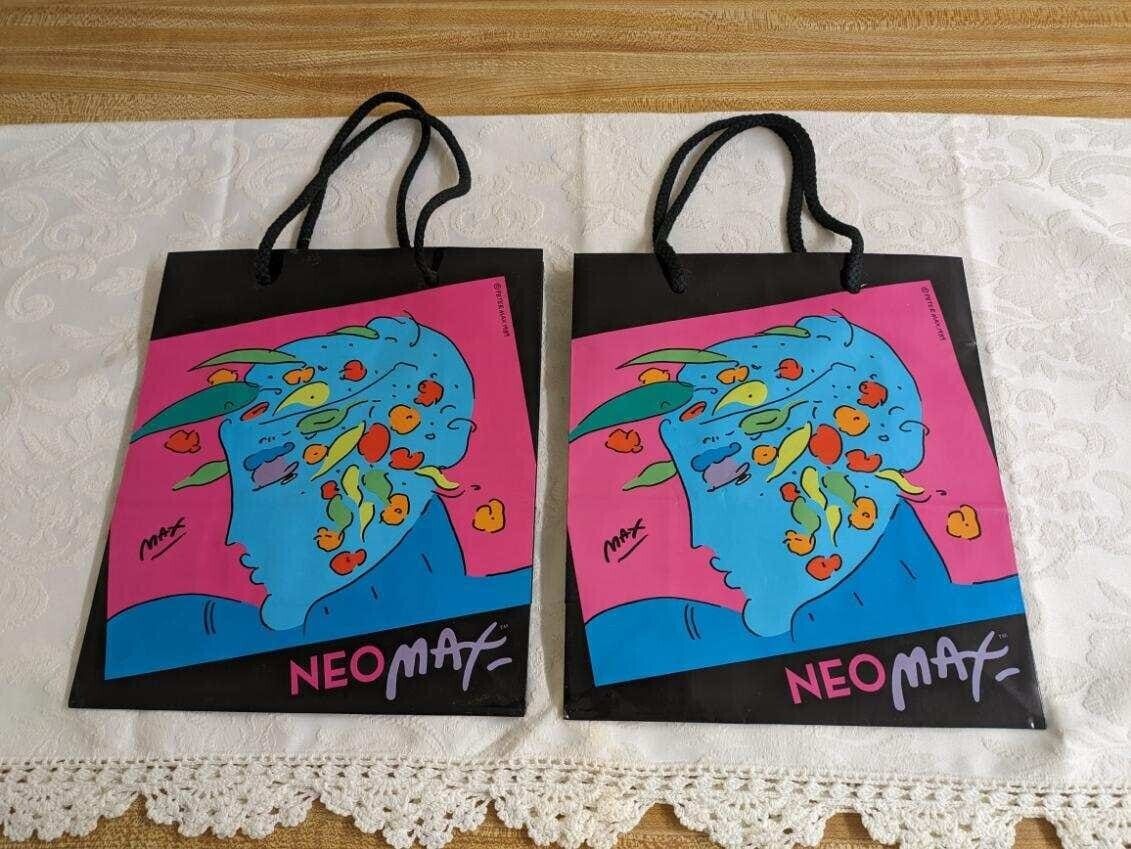 Vtg. Peter Max Neomax 1989 gift bag; Spiegel\'s pair.