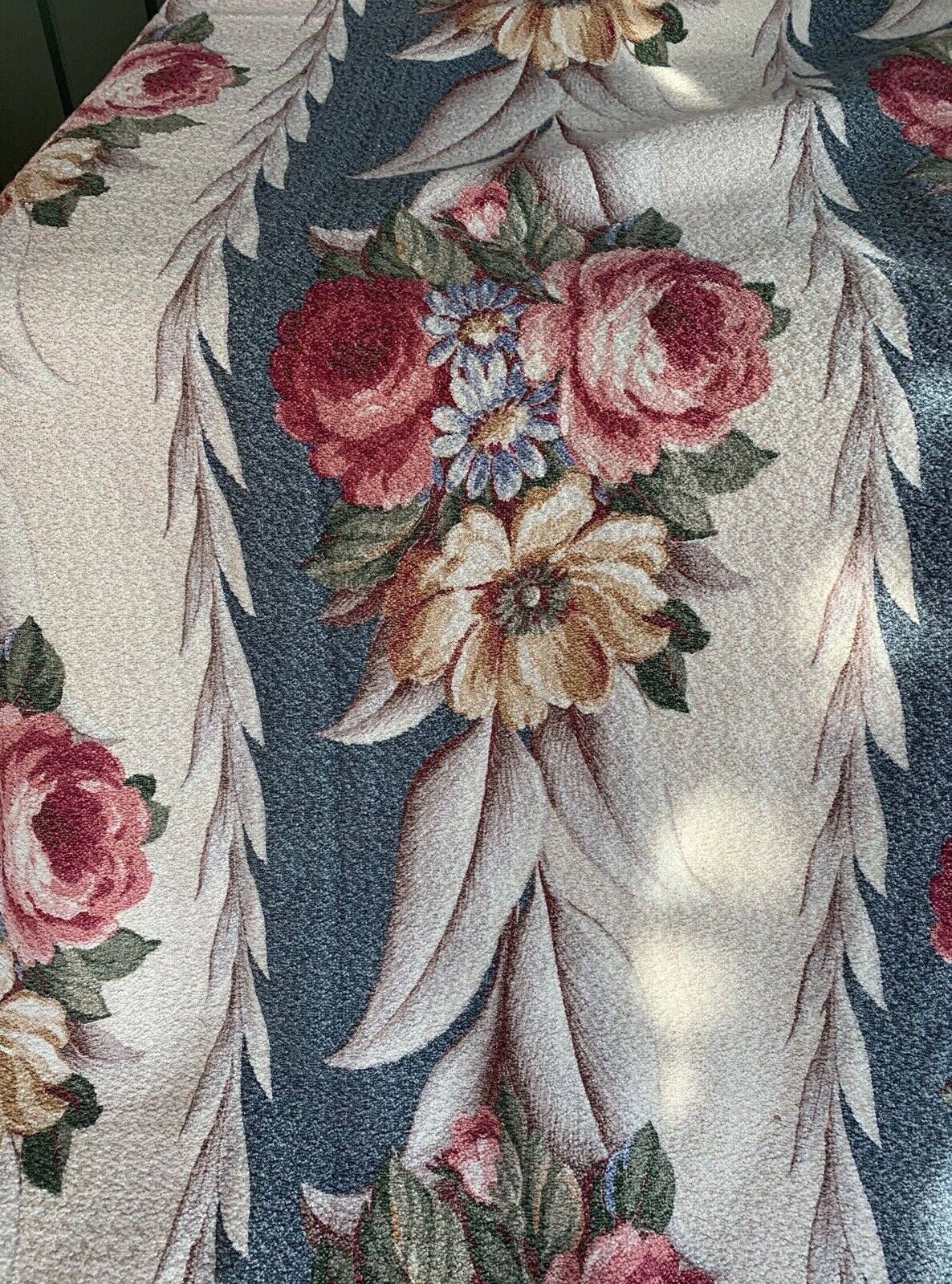 vintage GLEN COURT Floral Pattern BARKCLOTH FABRIC 39”x92” Drapery Panel