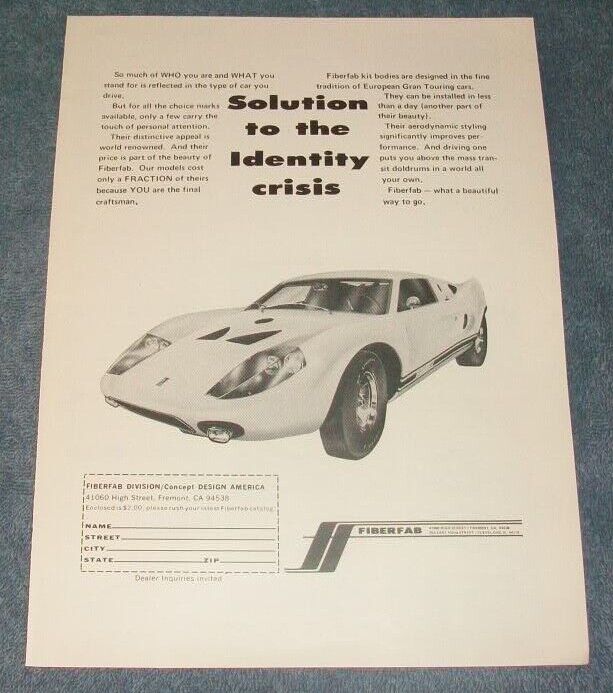 1972 Fiberfab Kit Cars Vintage Ad 