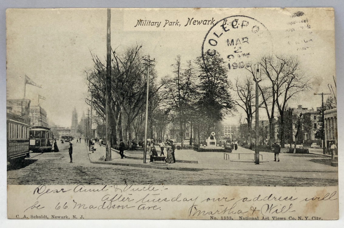 1906 Military Park, Newark, New Jersey, NJ Vintage Postcard