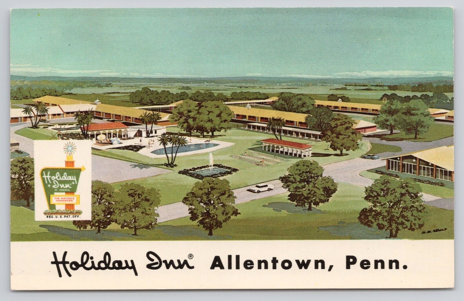 Holiday Inn Allentown PA Pennsylvania Aerial Motel Vintage 1963 Postcard