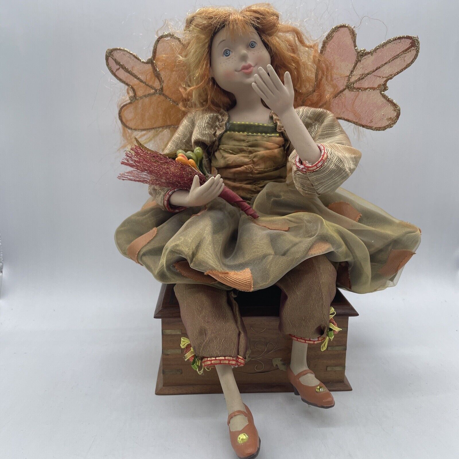 Fairy Pixie PorcelainDoll-Shelf Sitting Mythical Magic Fantasy-Cute Freckes Face