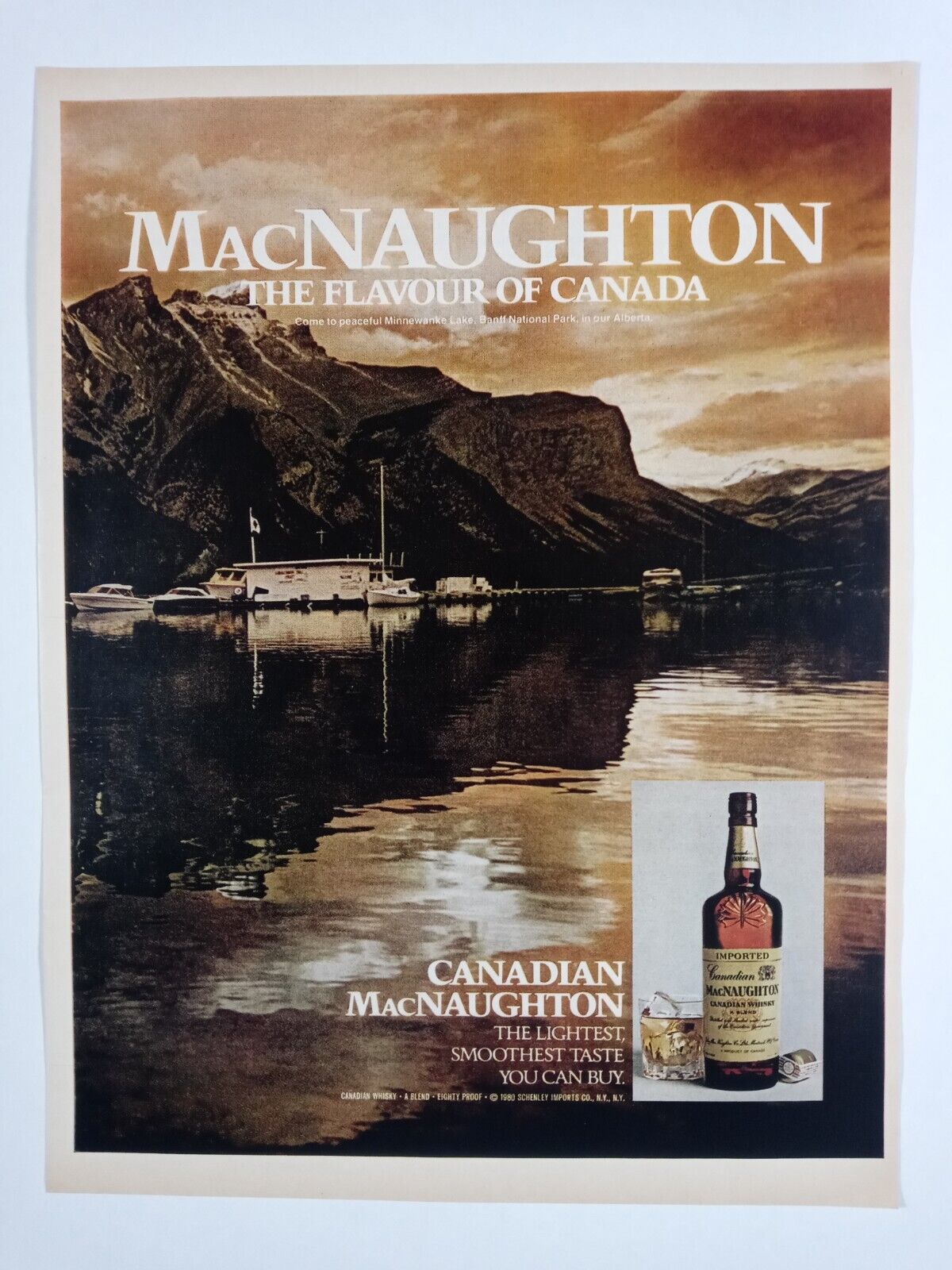 1981 CANADIAN MACNAUGHTON Whiskey Nautical Boat Colorful Vintage Poster Print Ad