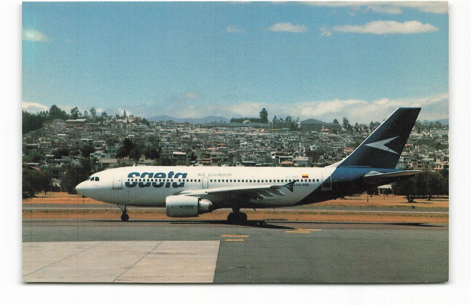 Postcard Airline SAETA AIR ECUADOR Airbus A-310/300 HC-BRP AUC1.