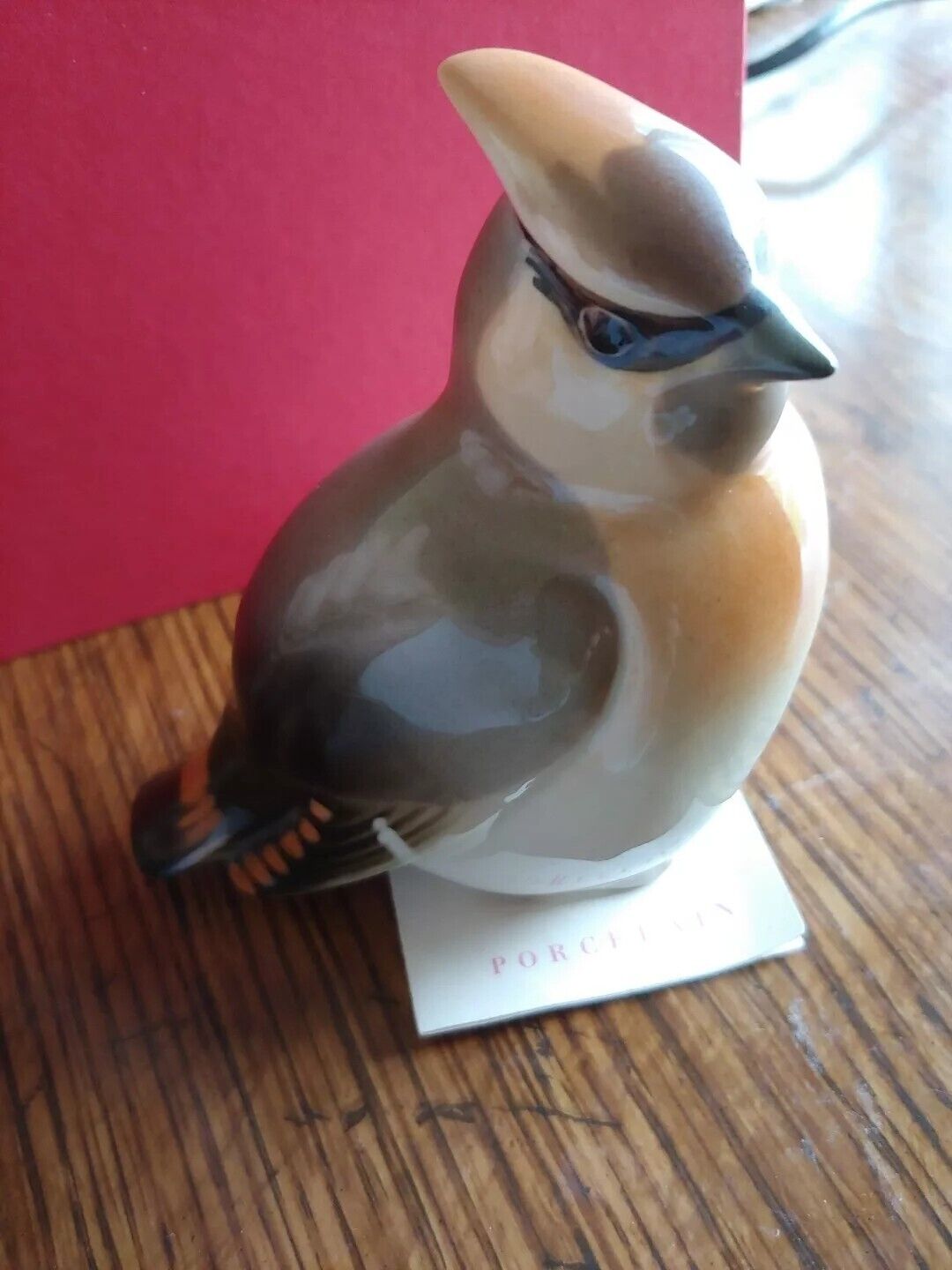 Vintage Lomonosov Imperial Russian Porcelain Cedar Waxwing Bird Figurine USSR