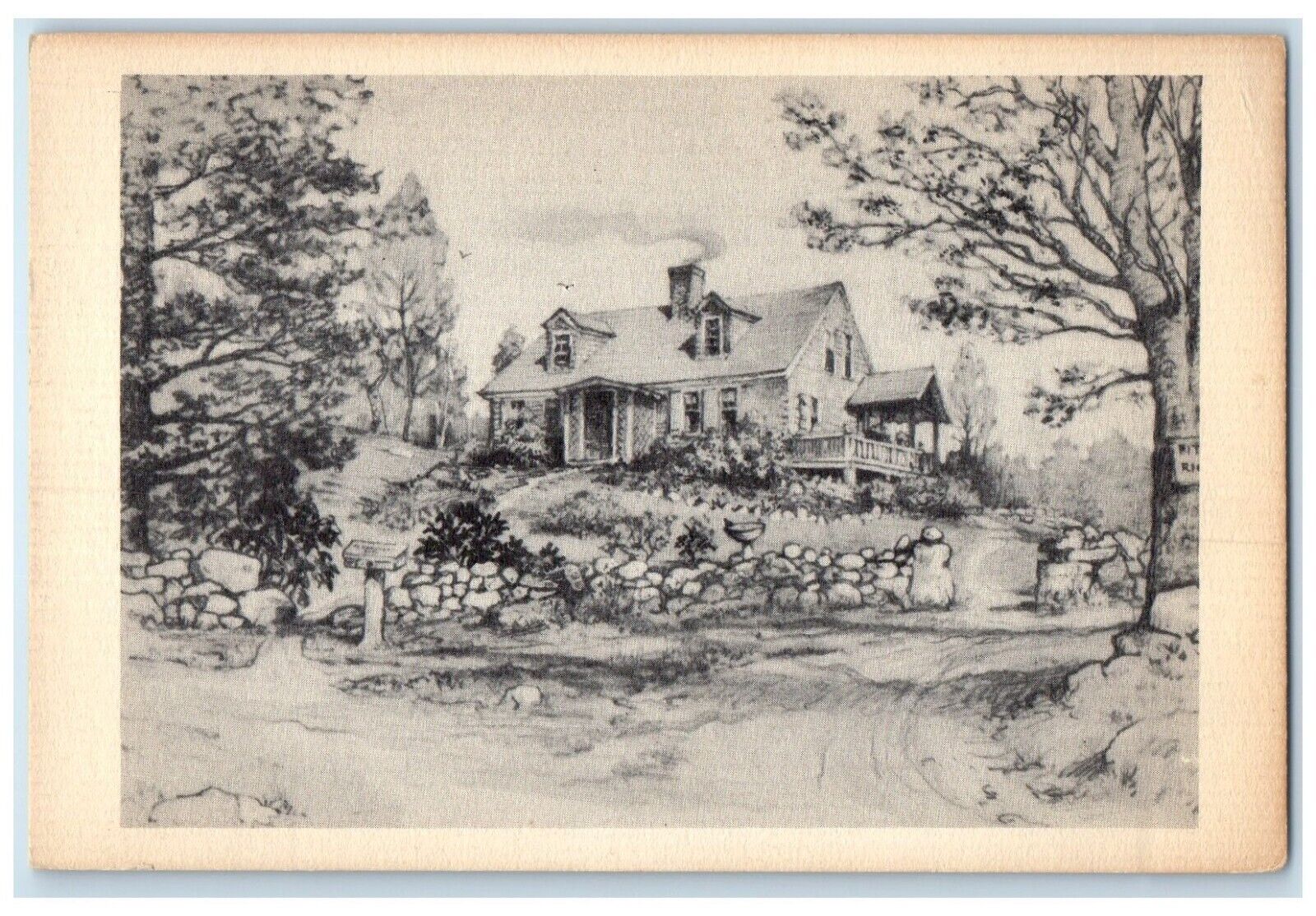 c1930's House Home And Trees Brookville Massachusetts MA Vintage Postcard