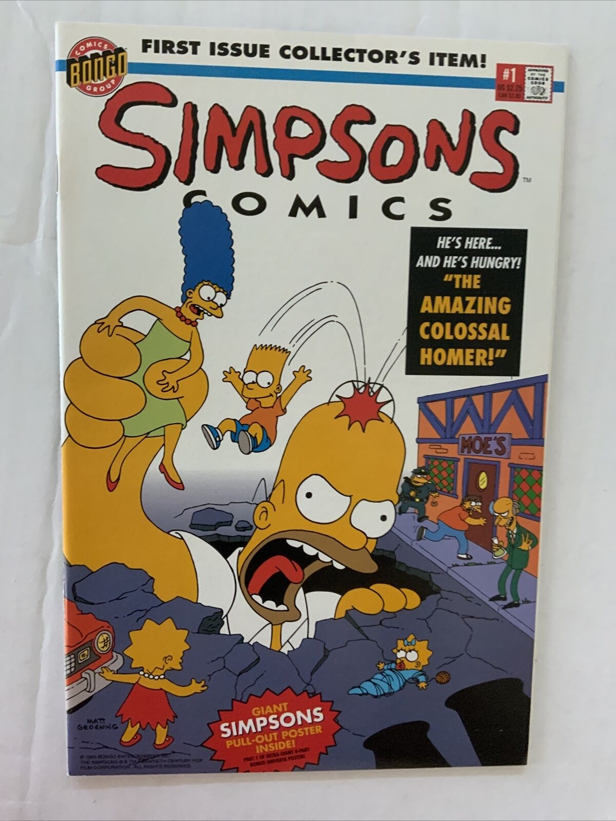 Simpsons Comics #1 Fantastic Four Cover w/ Poster - Bongo Comics 1993 NM