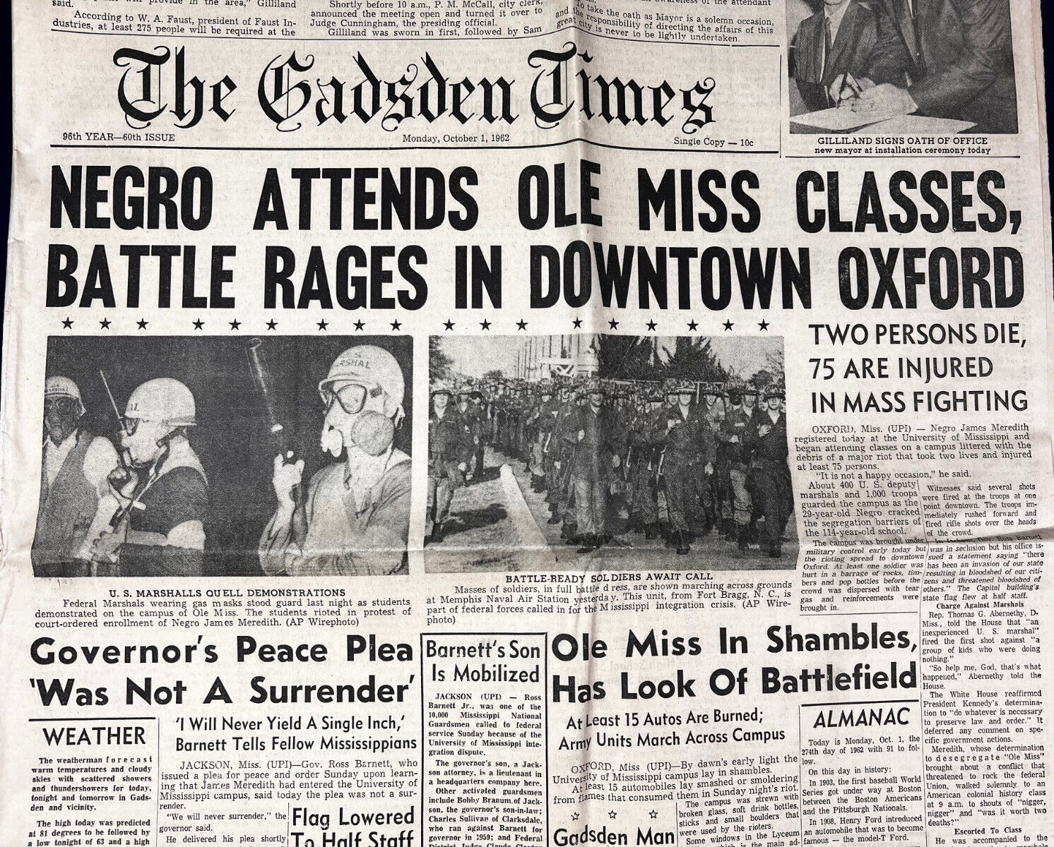 Battle Rages Headline James Meredith Ole Miss African American Newspaper Book