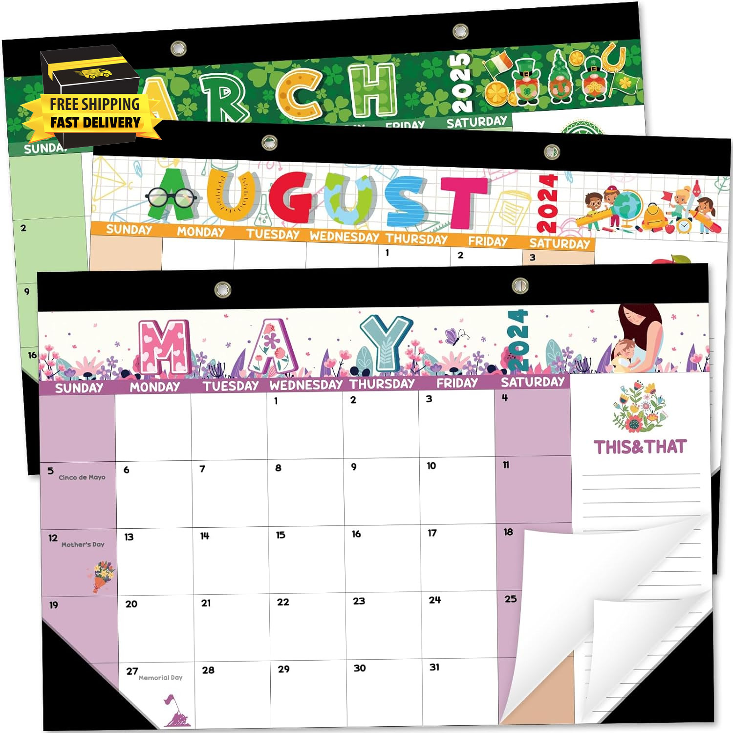 Large Desk Calendar 2024-2025 Large Desktop Calendar Desk Planner 18 Monthly Cal