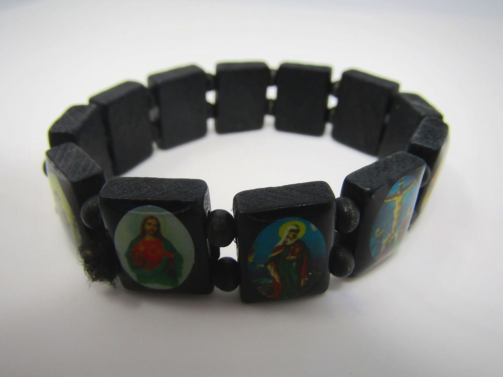Vintage Christian Bracelet Jewelry: Religious Themes Wood Angel Jesus