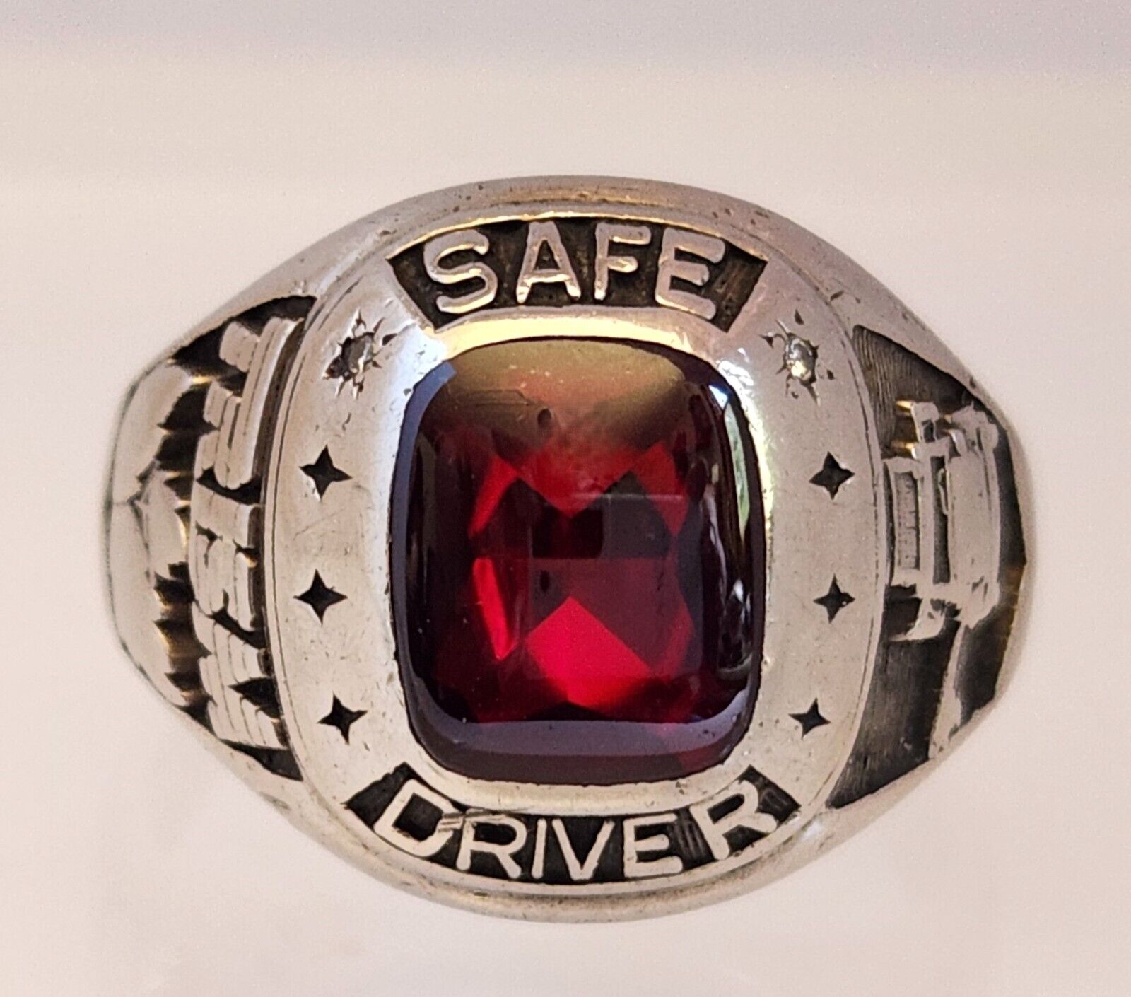 TRISM Trucking Co Safe Driver Award Size 14 Ring Precium Metal Diamond Accents