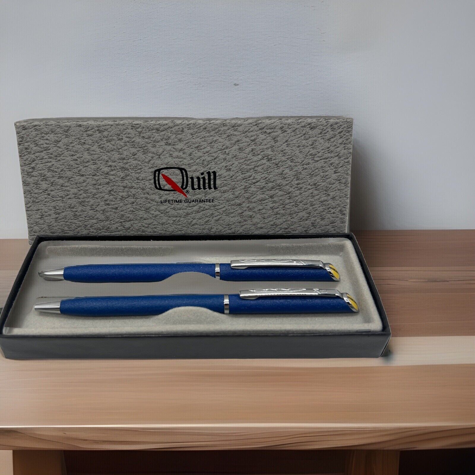 Quill Lifetime Guaranteed Set of 2 Pen & Pencil Blue Stationary Office Supplies