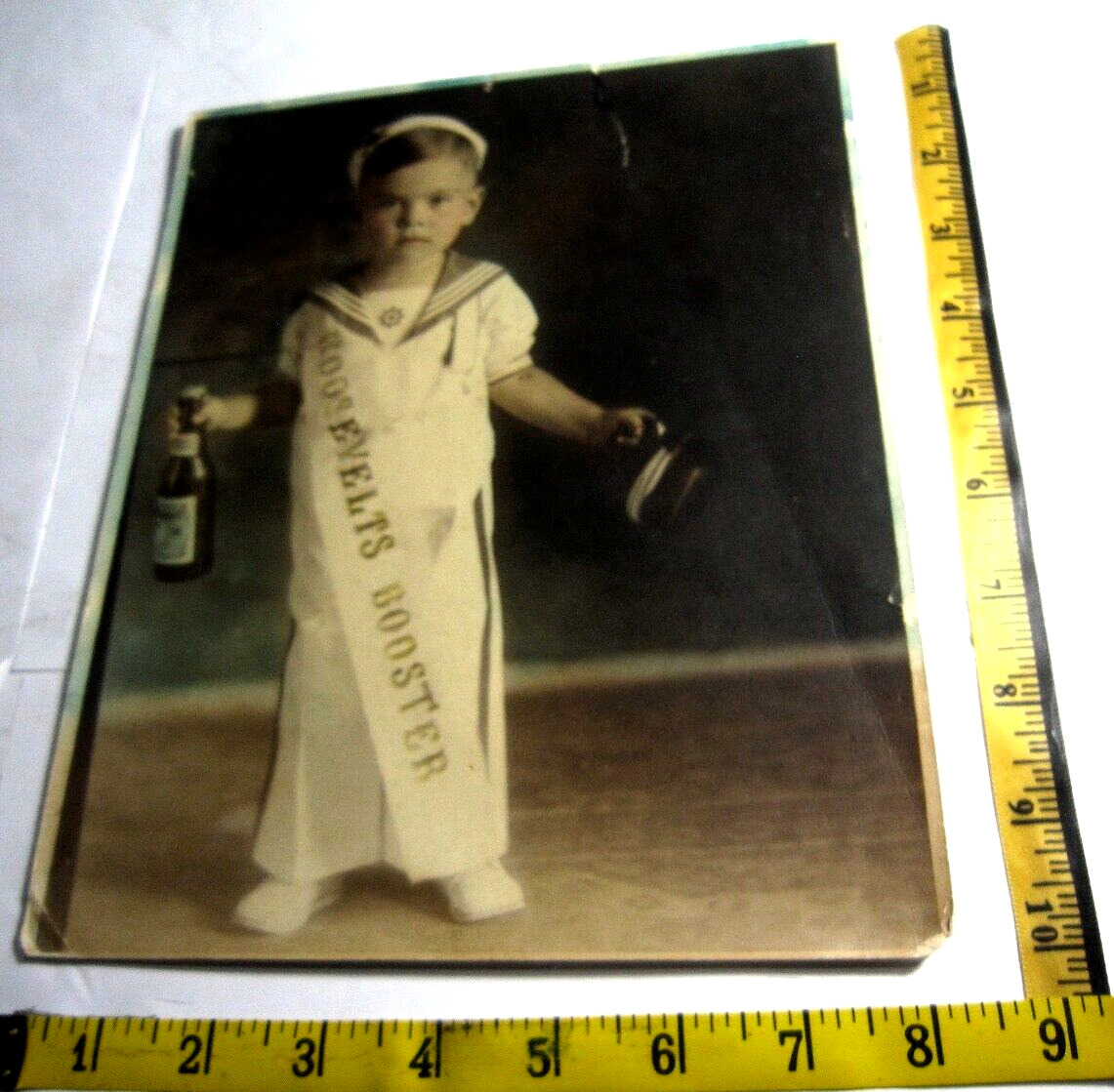 Vtg. RARE Photo ROOSEVELTS BOOSTER/Boy Holding Beer/PROHIBITION 1930-\'40 /10x 8