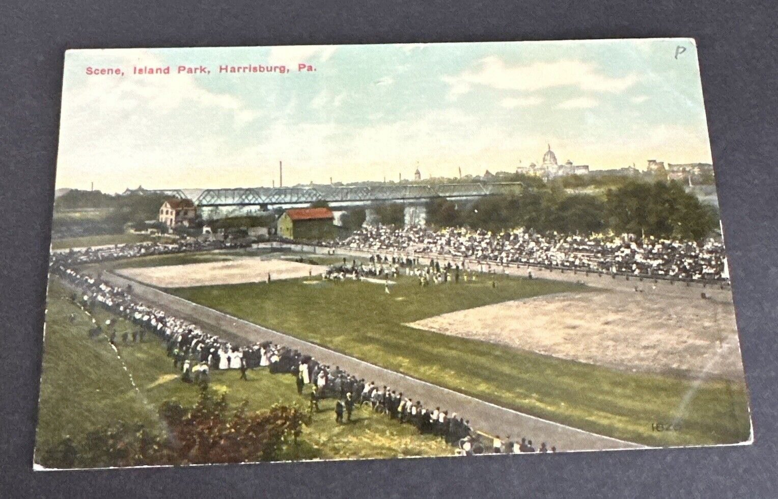 Vintage Postcard: Island Park Sport Event Scene ~ Harrisburg, Pa. ~Unposted