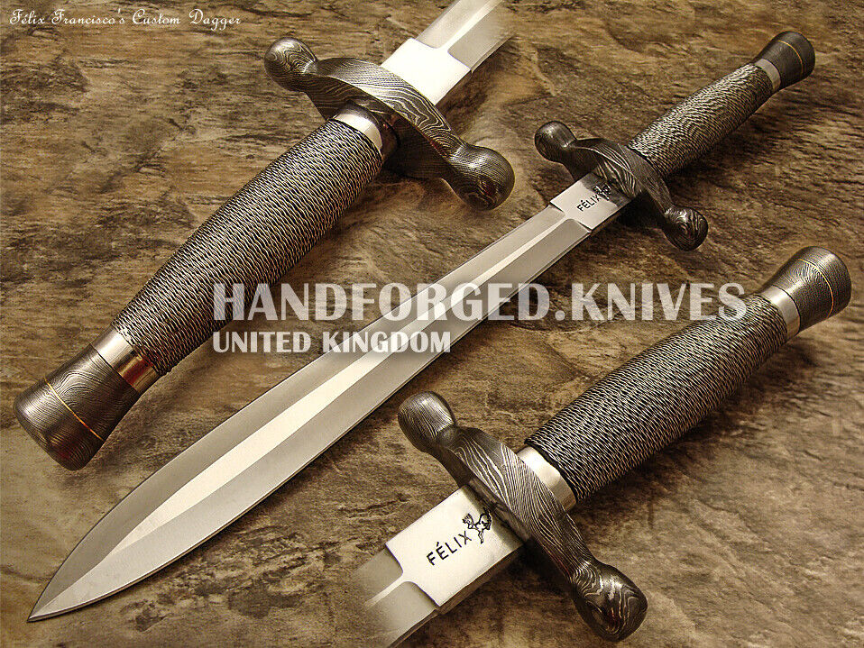 FELIX FRANCISCO CUSTOM HAND MADE DAGGER KNIFEWIRE WRAPPED HANDLE