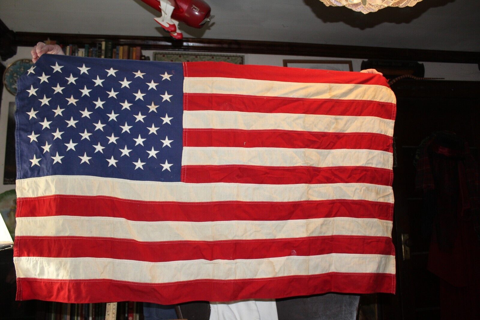 Vintage 50 Star Sewn American Flag USA 27\