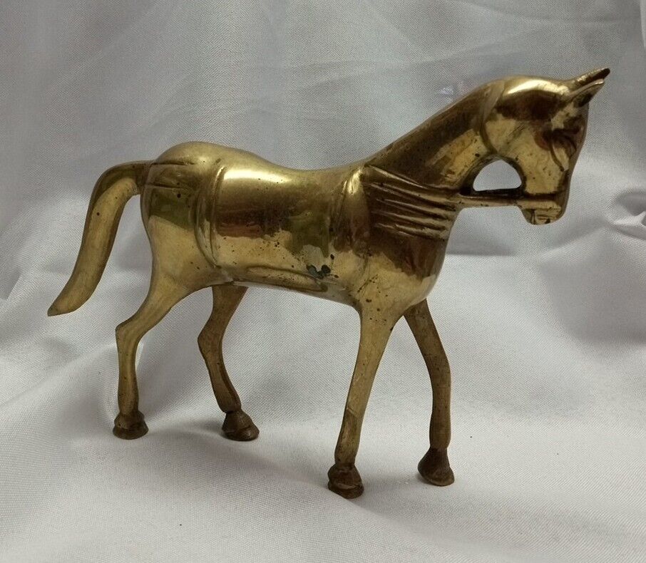 Vintage Solid Brass Horse Statue 6 3/4\