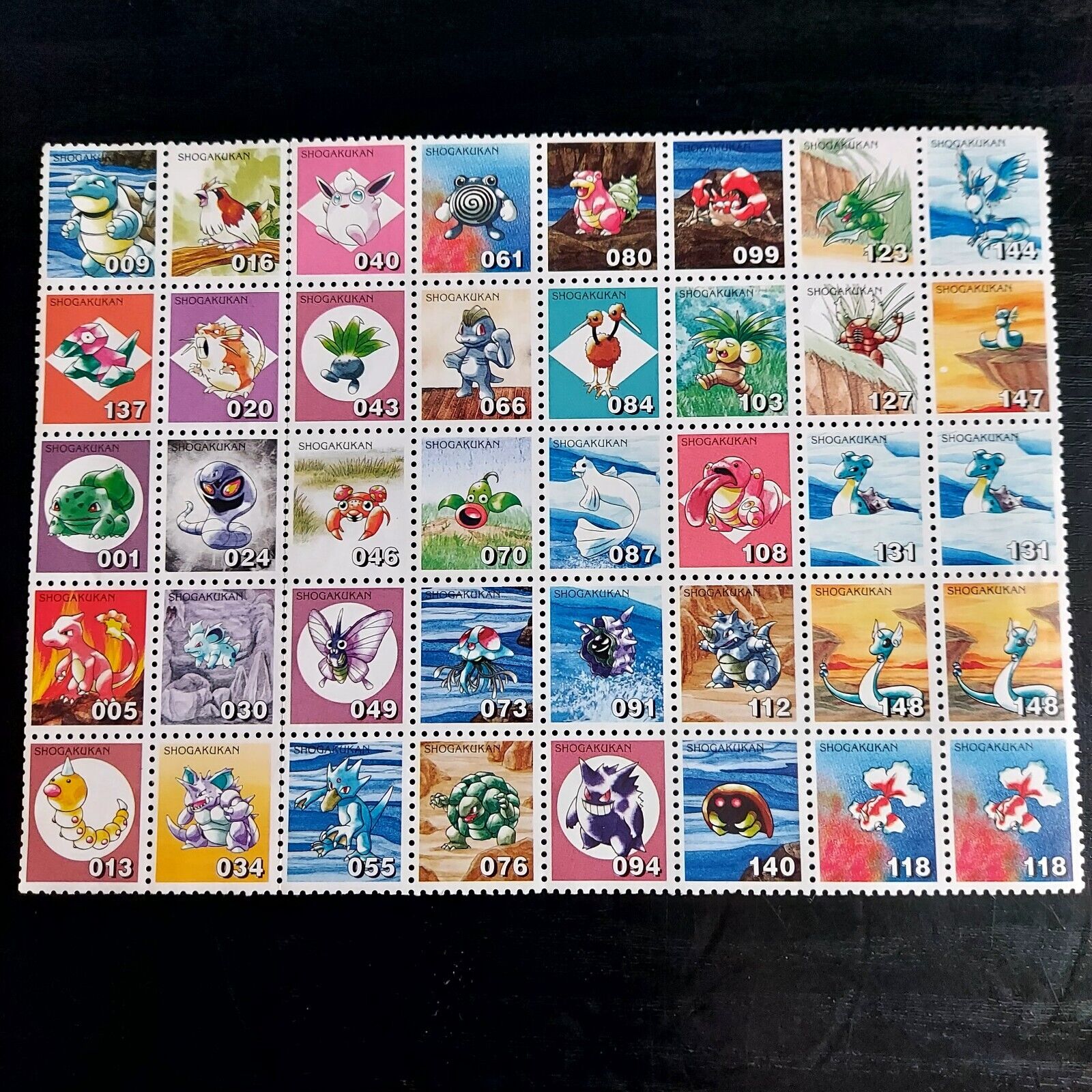 1998 Pokemon cards Shogakukan Stamps uncut base set gengar blastoise collection