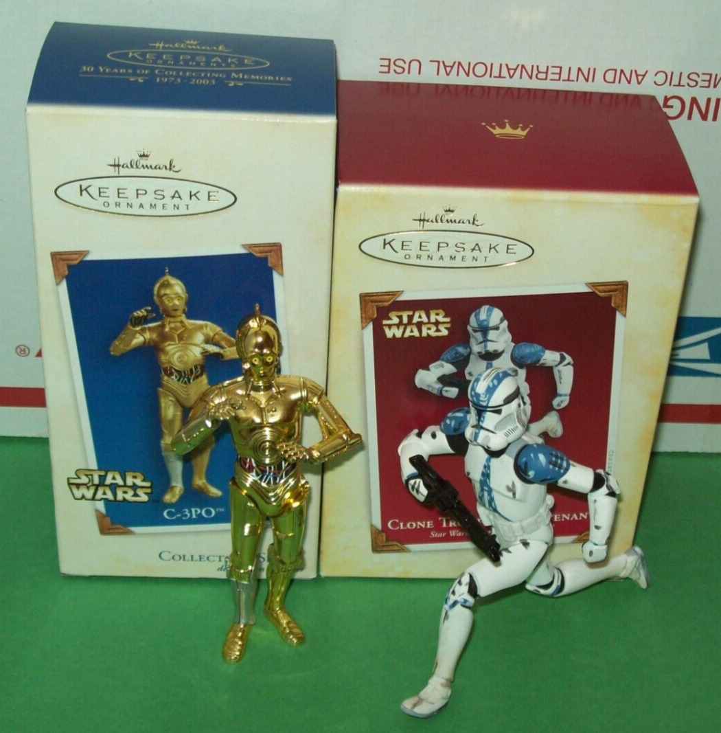 Hallmark Lot Star Wars C-3PO Clone Trooper Lieutenant 2003 2005 Ornaments