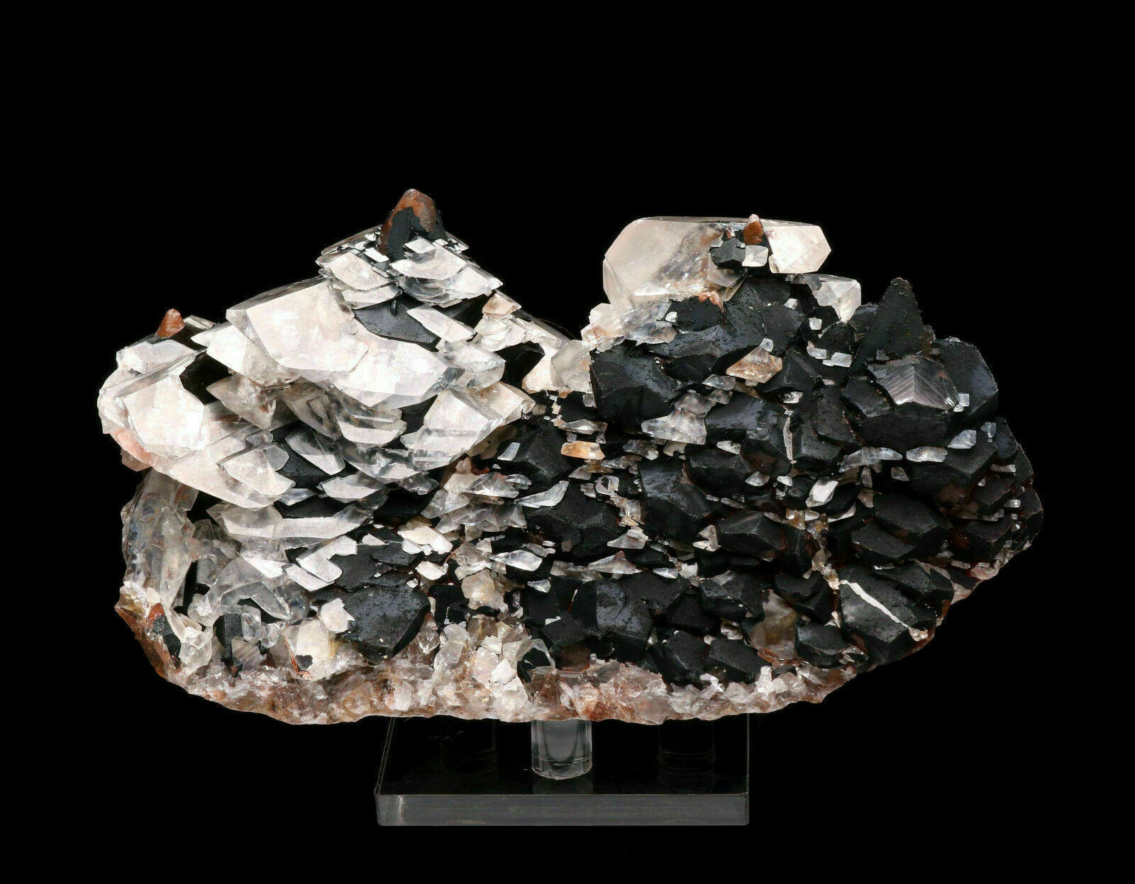 Rare  Clear White Calcite & Goethite Quartz Crysal Cluster Rock Stone Mineral