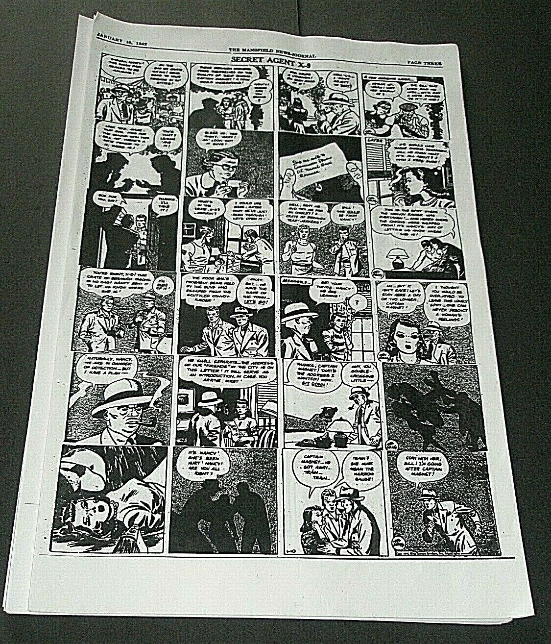 Secret Agent X-9 Comic Strip 49 Pages Mansfield News-Journal 1942 Reproductions 