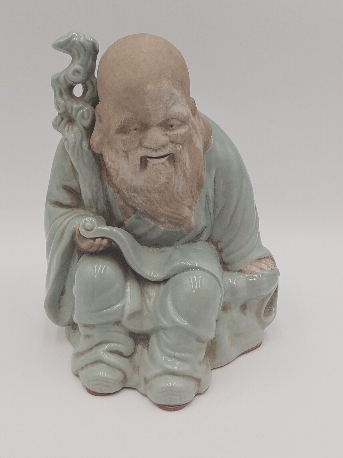 Vintage God Jurojin Japanese Kutani Ware Ceramic Statue 9 In Tall Traditional 