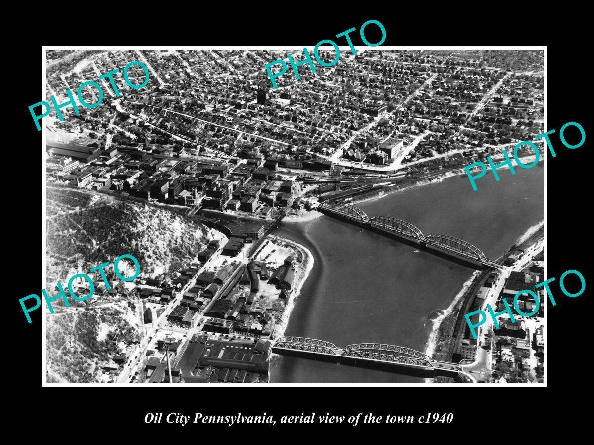 OLD 8x6 HISTORIC PHOTO OF OIL CITY PENNSYLVANIA AERIAL VIEW OF TOWN c1940 2
