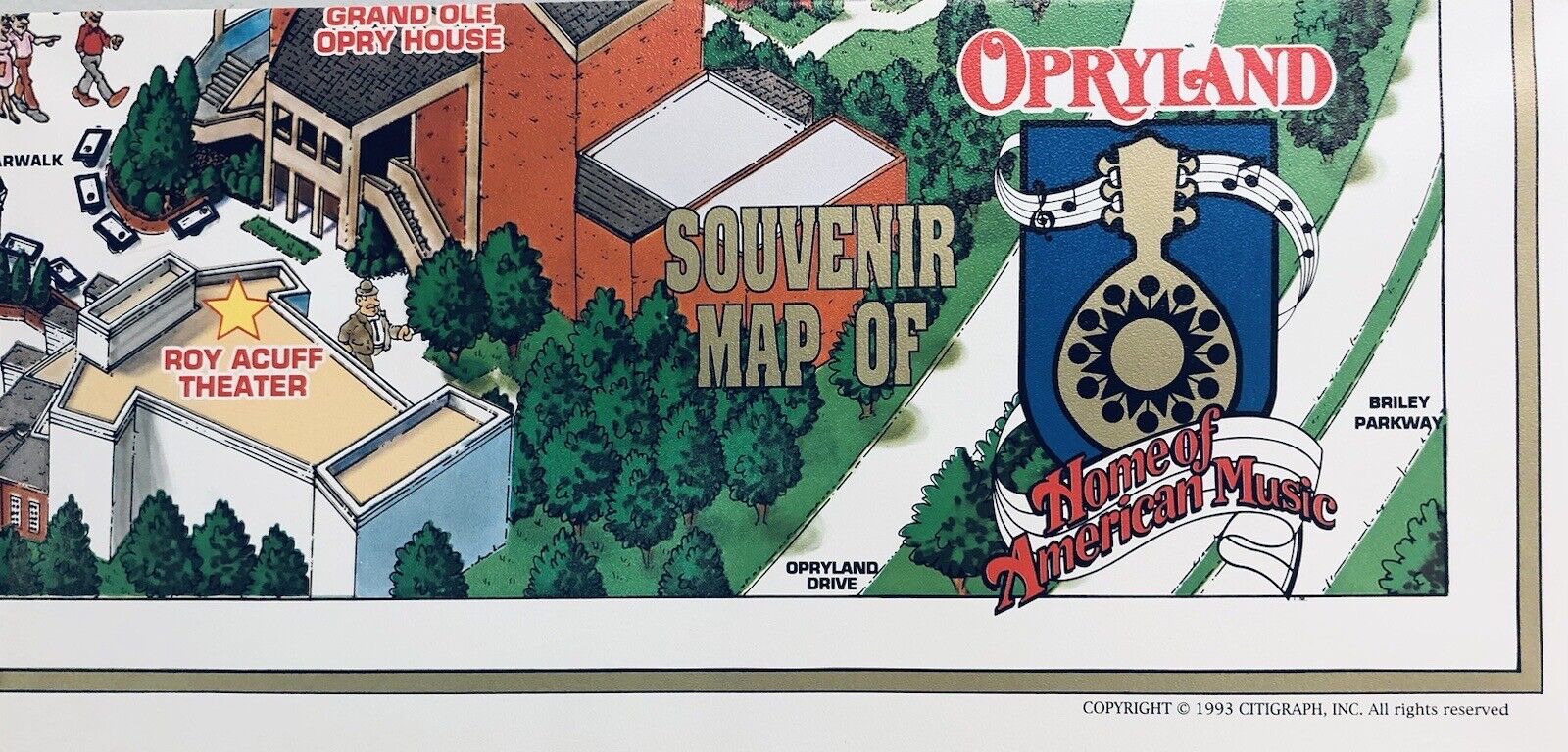 1993 Opryland USA Vintage Theme Park Souvenir Map Nashville, TN