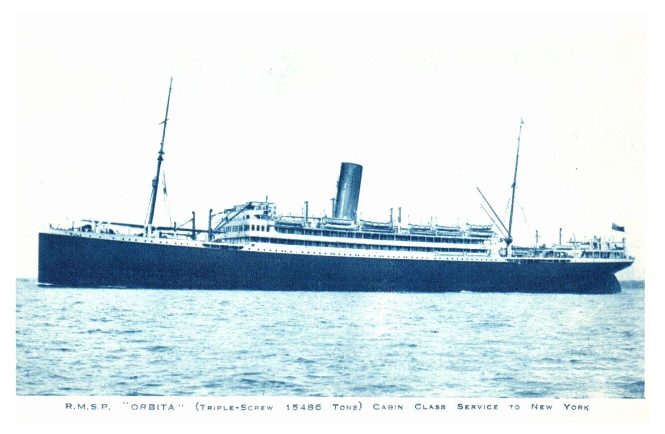 Postcard RMSP Orbita Cruise Ship Cabin Class to New York Royal Mail