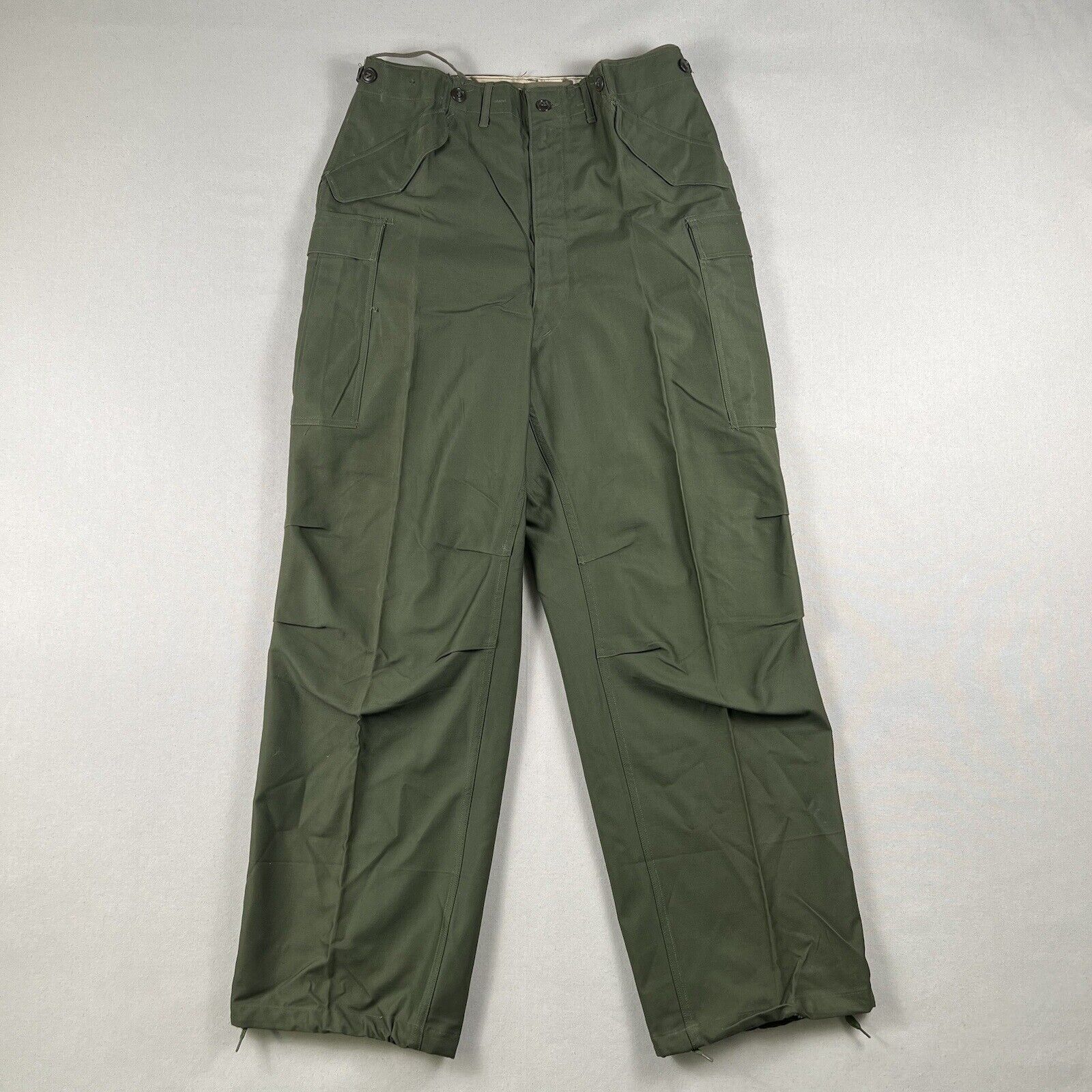 Vintage 50s M1951 Shell Field Trousers Men’s Long Medium Green Cargo Rip Cord