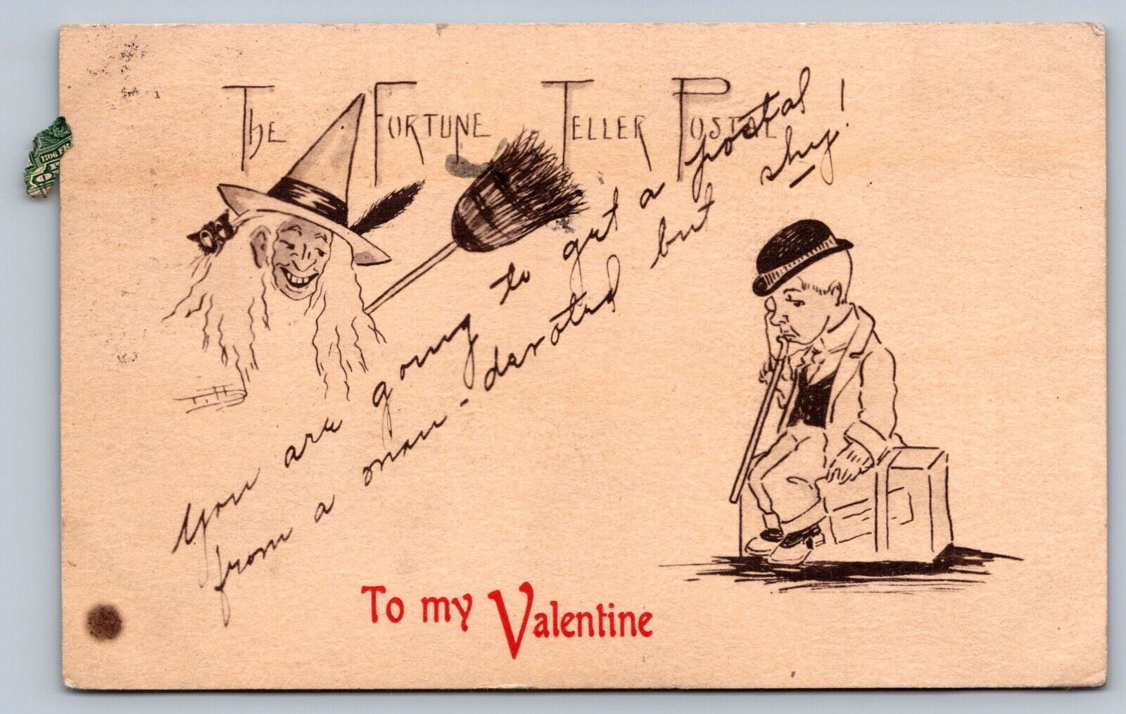 1904 VALENTINES postcard  WITCH FORTUNE TELLER \